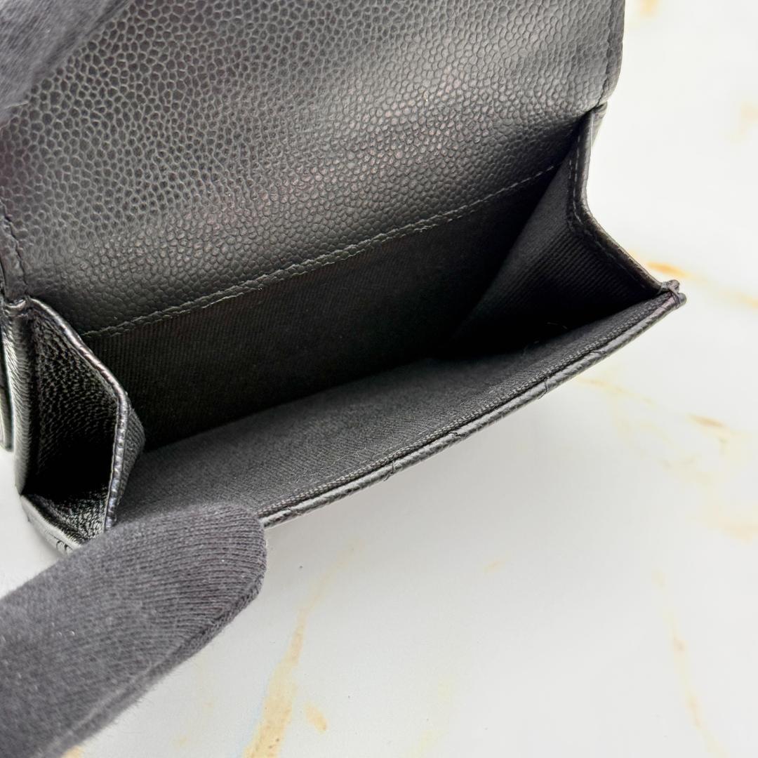 【美品】 CHANEL シャネル キャビアスキン マトラッセ 三つ折り財布