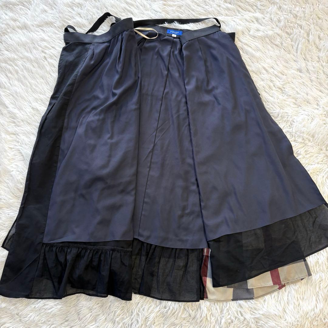 美品✨ブルーレーベル クレストブリッジ スカート ティアード ブラック チェック