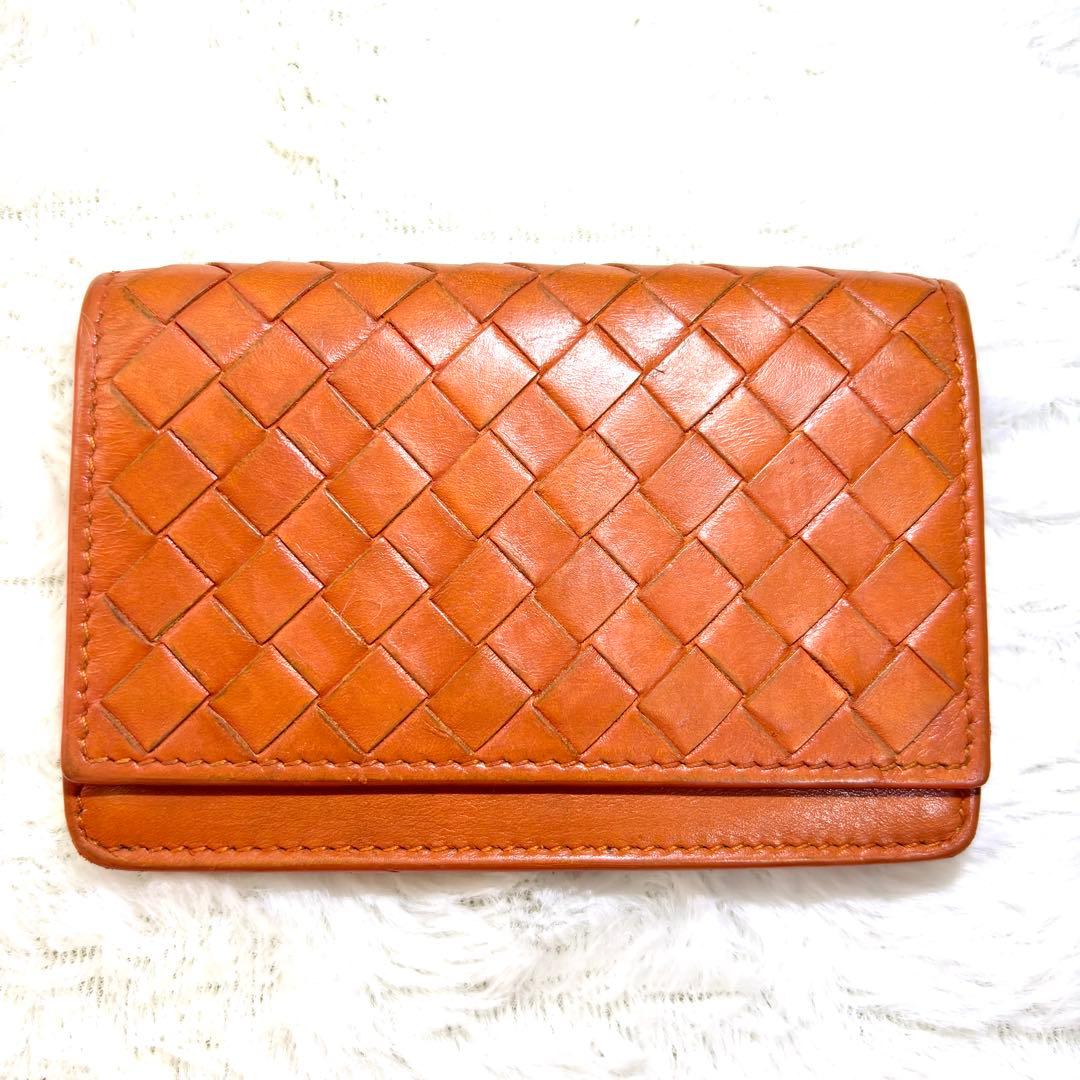 【レア✨】BOTTEGA VENETA イントレチャート 名刺入れ オレンジ　橙