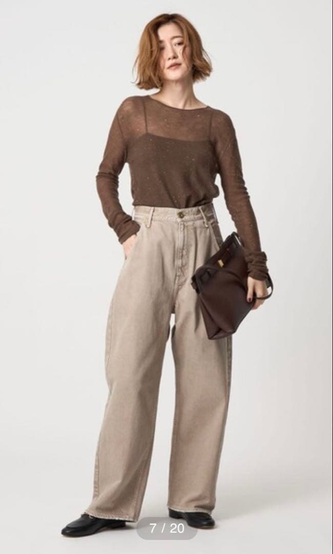 美品　upperhights for conte ベージュデニムパンツ　24