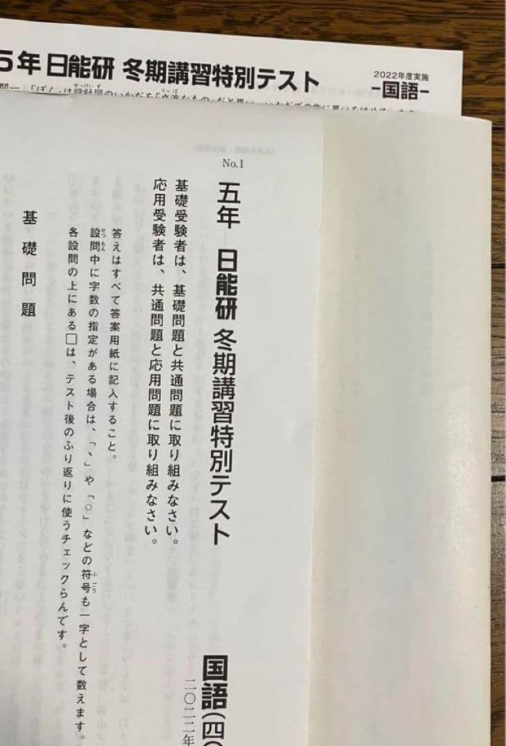 【専用】日能研 5年 2022年 育成テスト後期9回分 冬期講習テキスト&テスト