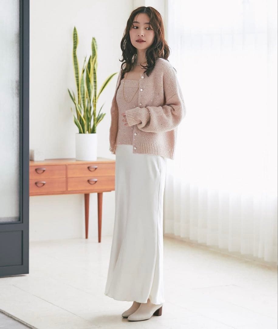La boutique BonBon スパンコールモヘアカーディガン