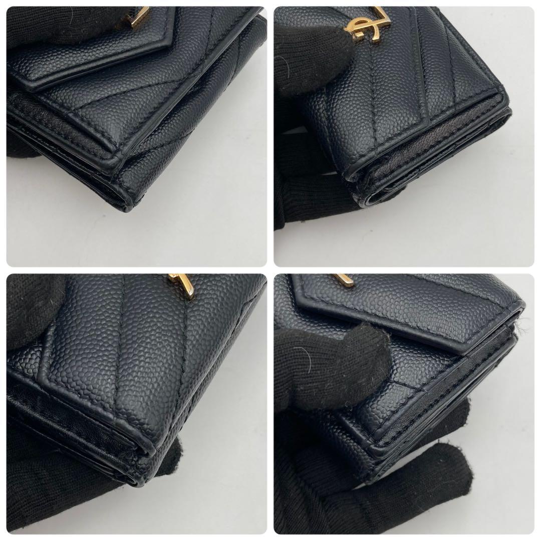 美品✨イヴ サンローラン カサンドラ ミニウォレット 三つ折り 財布 ゴールド