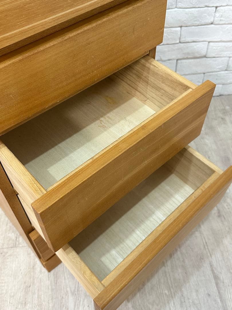 【東京都内23区配送無料】北欧　レトロ 木製チェスト 5段 古家具 一枚板