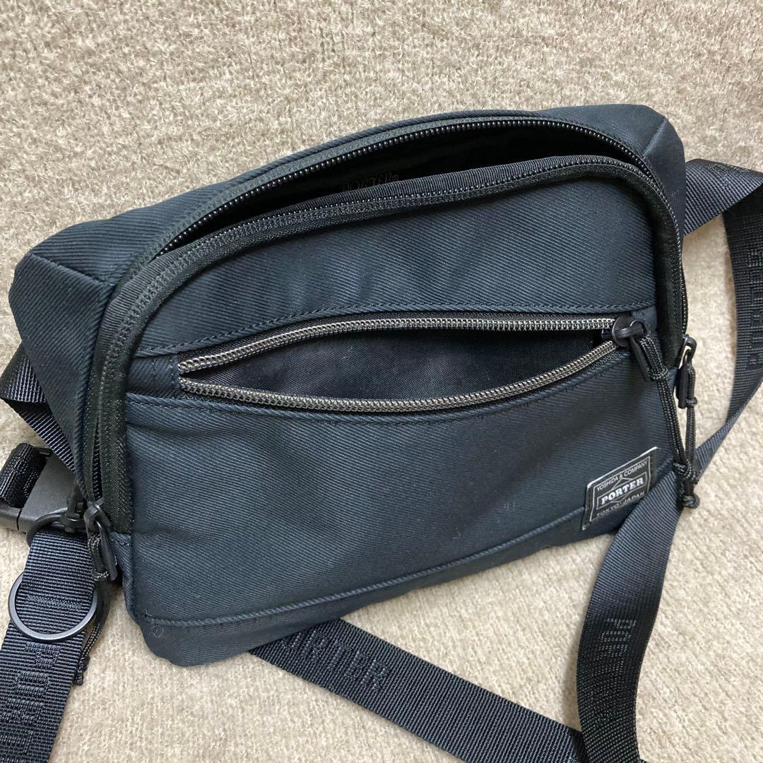 【美品】PORTER フロント ブラック ボディバッグ ショルダーバッグ