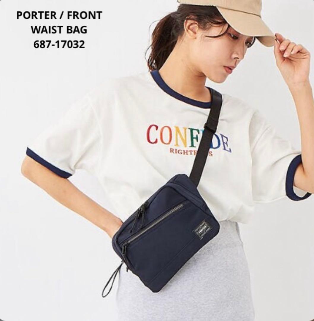 【美品】PORTER フロント ブラック ボディバッグ ショルダーバッグ