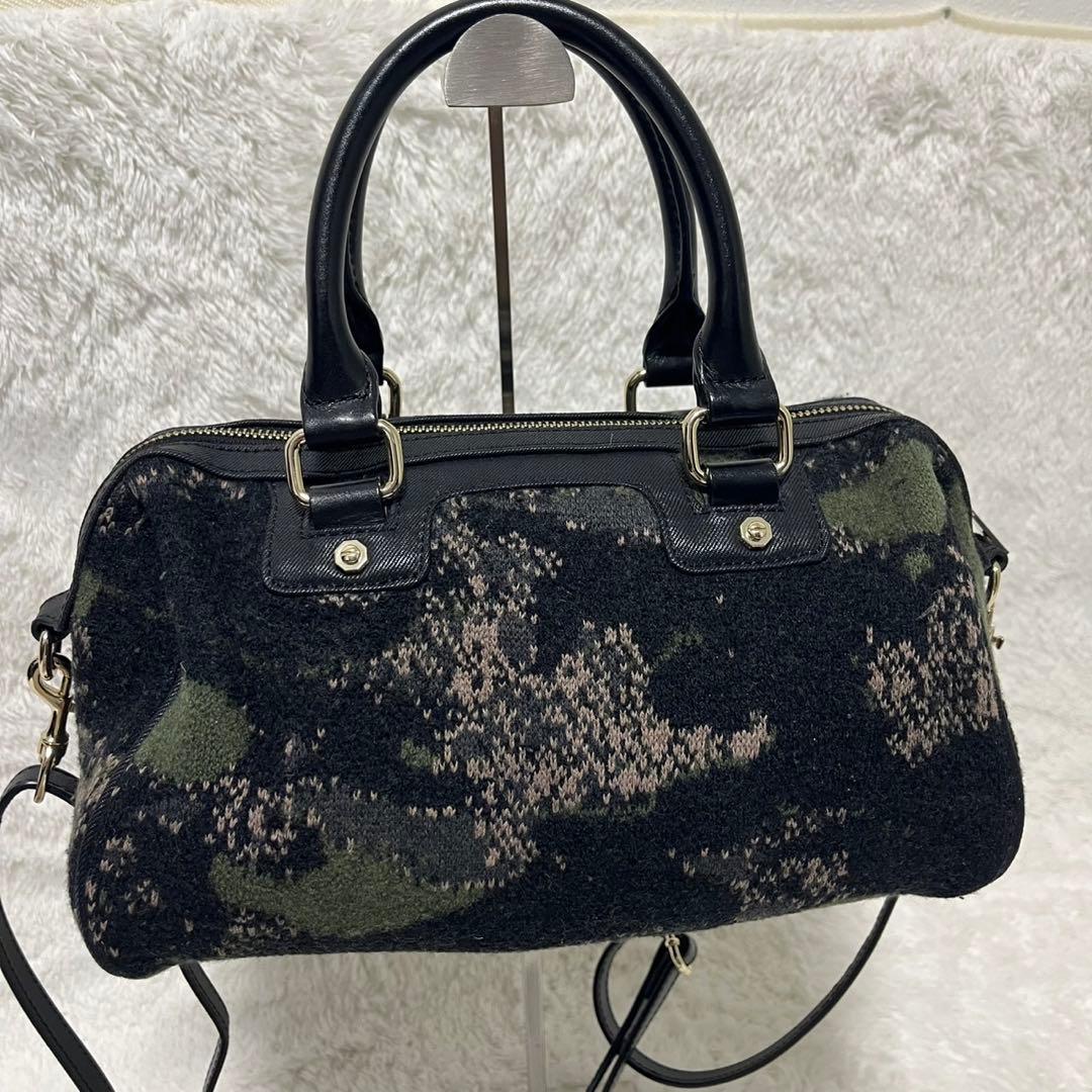 【美品】DIESEL 迷彩 ミニボストン 2WAY zip レザー切替