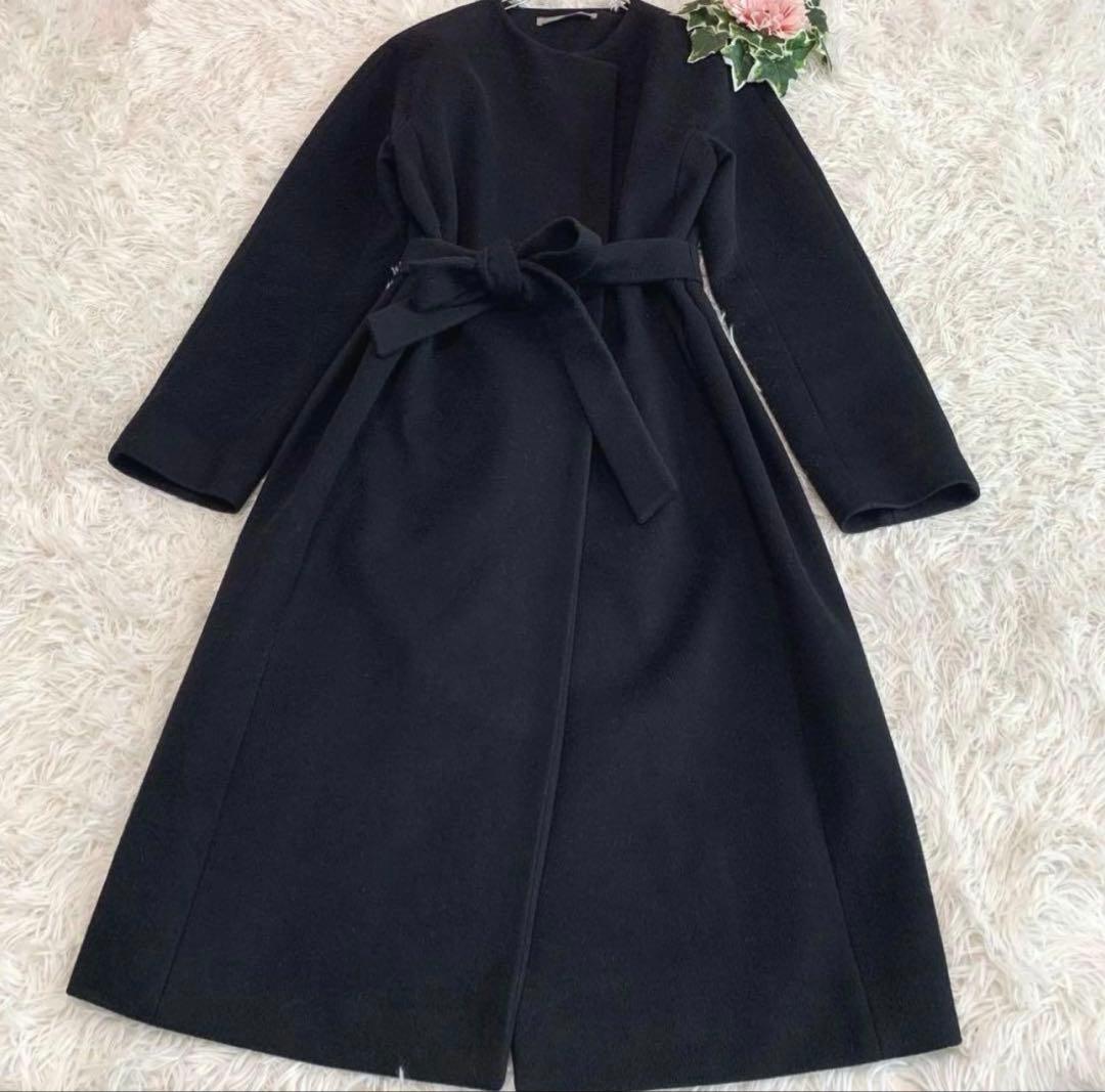 セオリーリュクスSEEK WOOL/MITCHELLロングコート黒36/日本製