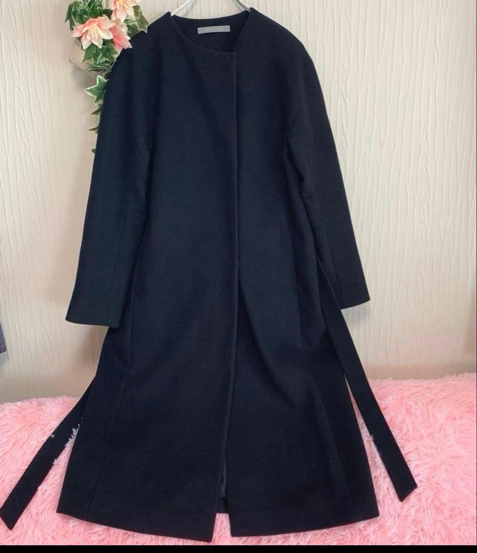 セオリーリュクスSEEK WOOL/MITCHELLロングコート黒36/日本製