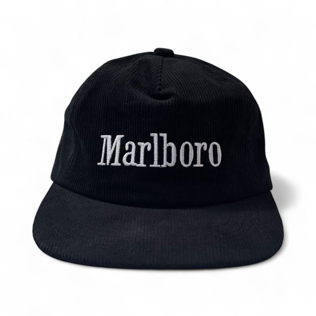 マルボロ コーデュロイキャップ Marlboro CAPブラック 黒 白刺繍