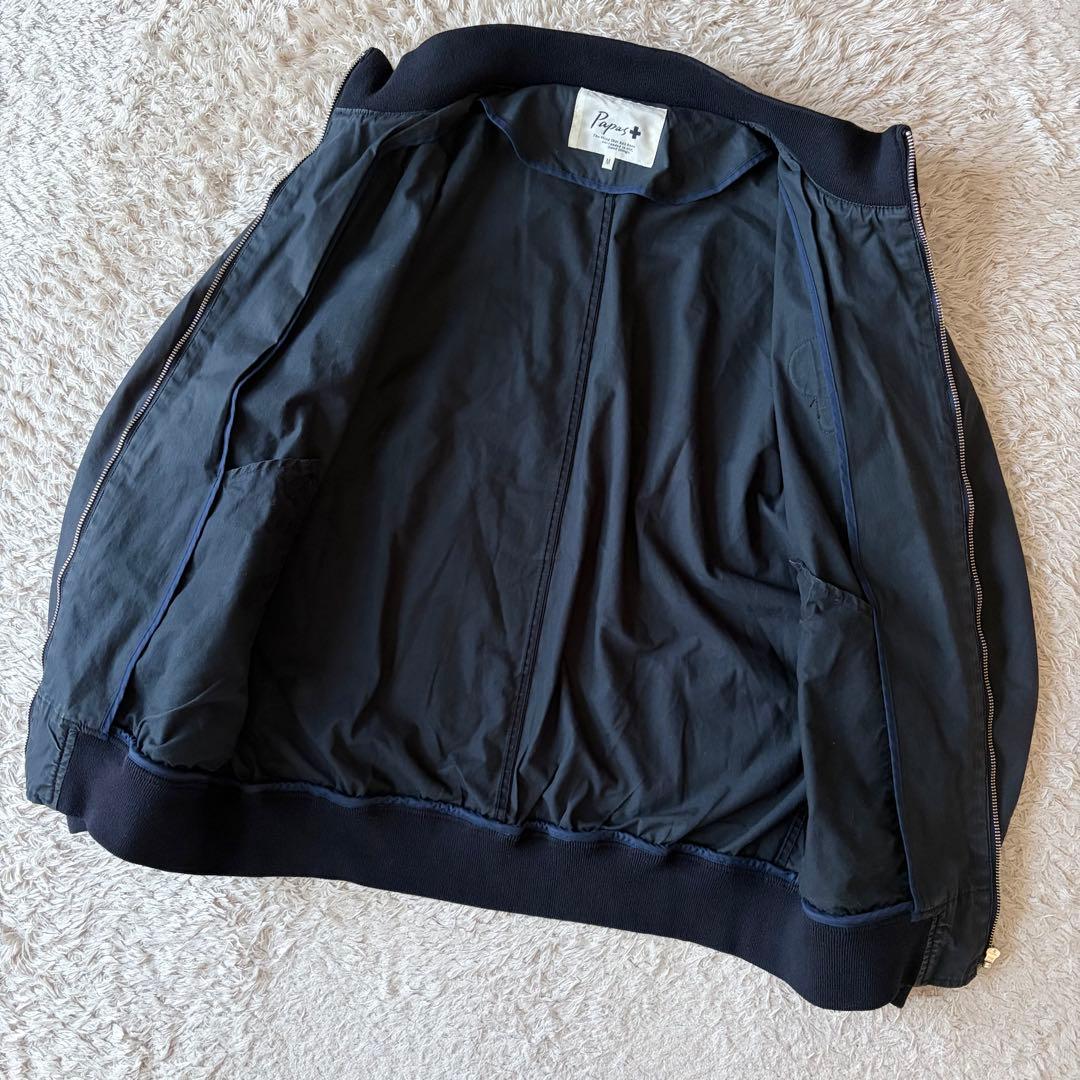 パパス PAPAS+ コットン ブルゾン ジャケット M ネイビー