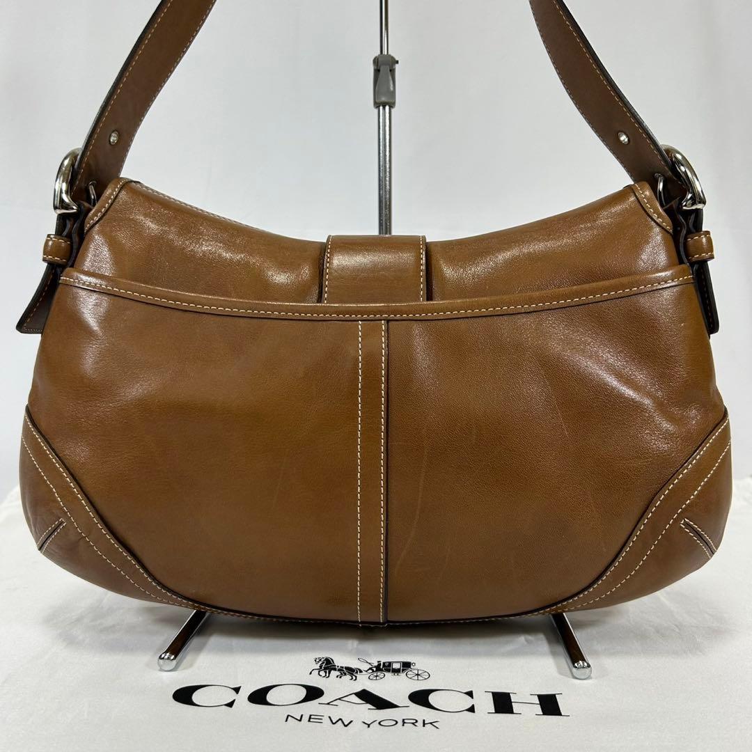 【極美品】コーチ 9248 ソーホー フラップ ホーボー ワンハンドバッグ 茶
