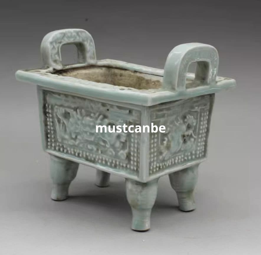 宋影青龍紋四脚香炉 景徳鎮 陶磁器 装飾品 現代工芸品 美術品 置物