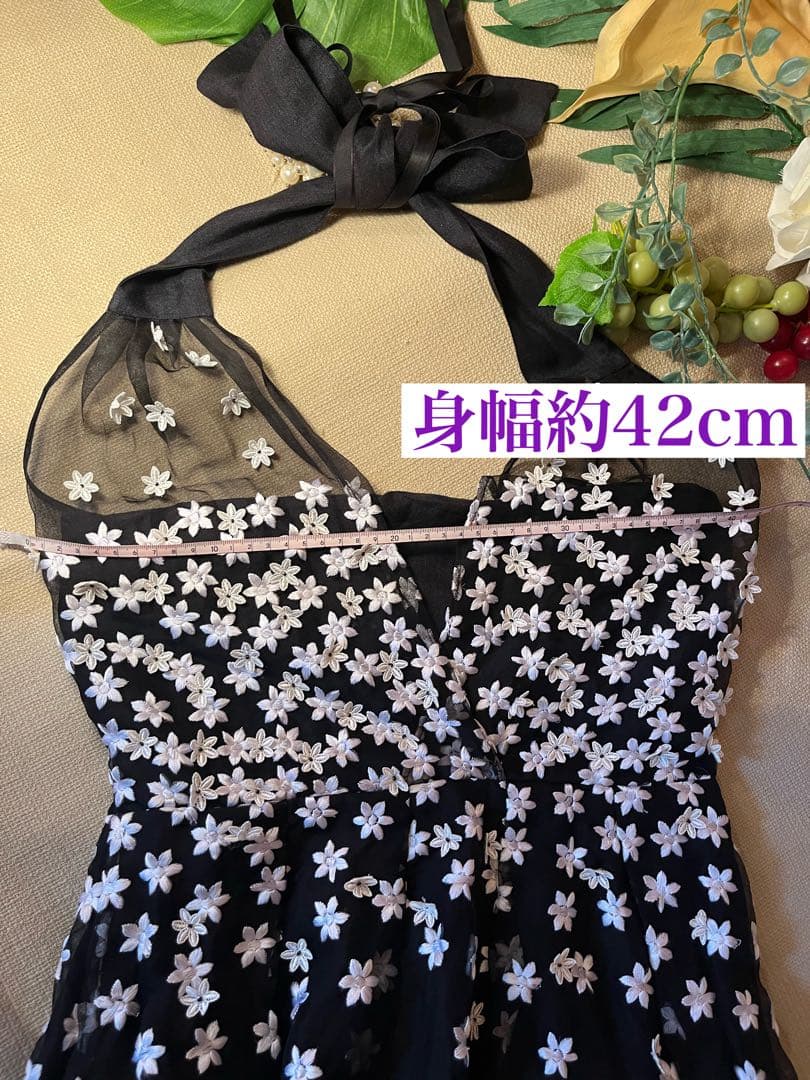 TOCCA トッカ チュールレースと立体小花刺繍 シルクワンピース L
