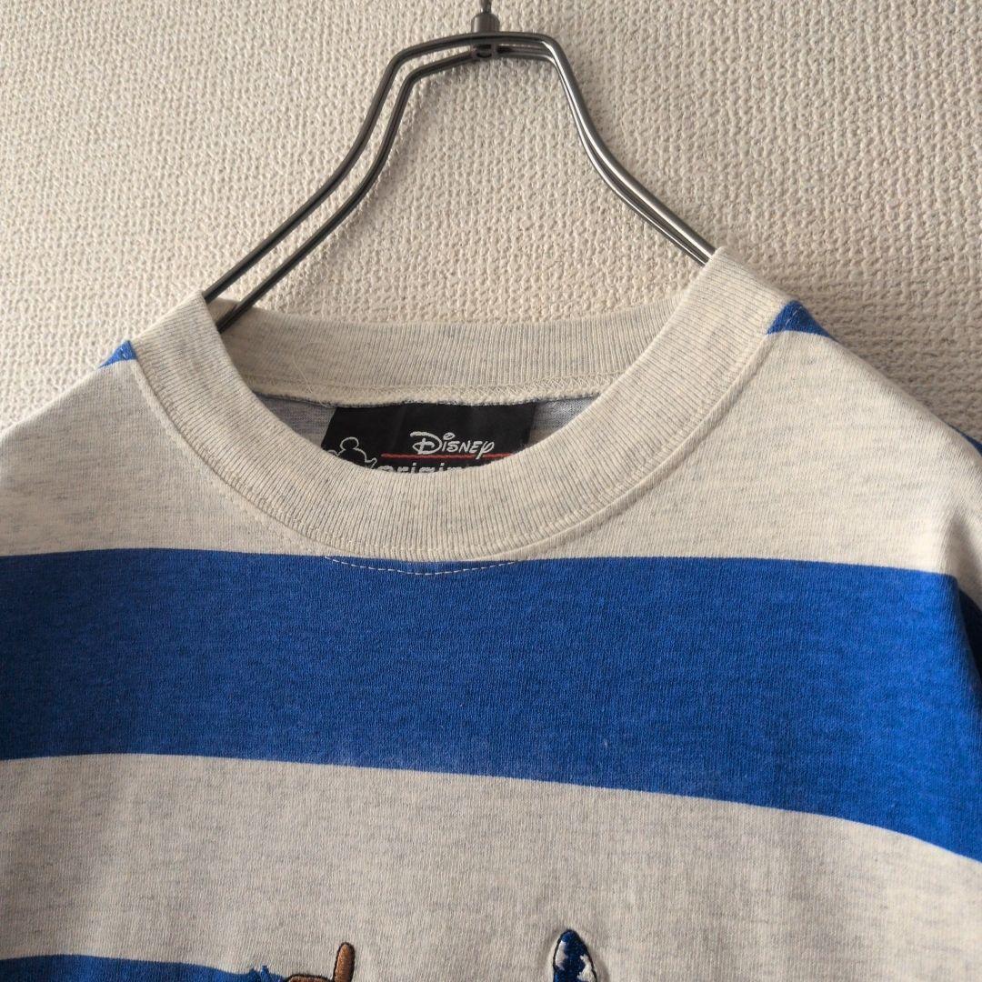 人気デザイン☆USA製 ディズニー ミッキー 刺繍 太ボーダー Tシャツ 3L