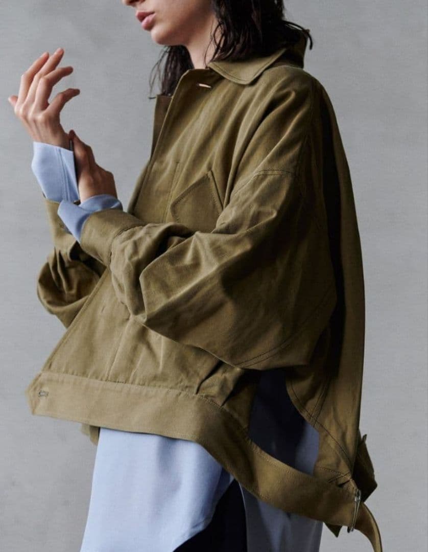 新品タグ付✨ウジョー リネン混 サイドスリットブルゾン カシュクール L