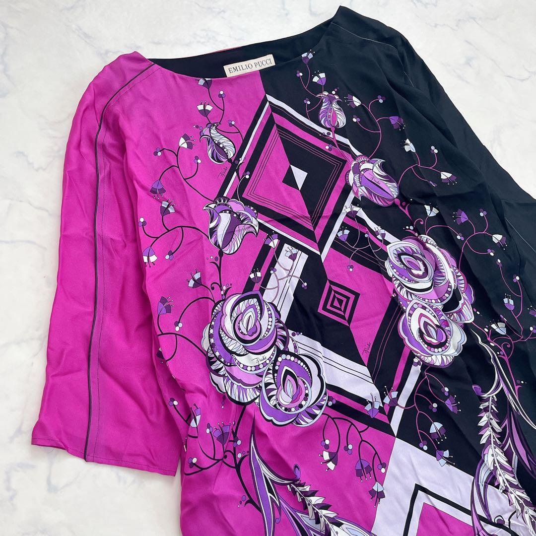 美品 エミリオプッチ EMILIO PUCCI シルク ワンピース ひざ丈 総柄