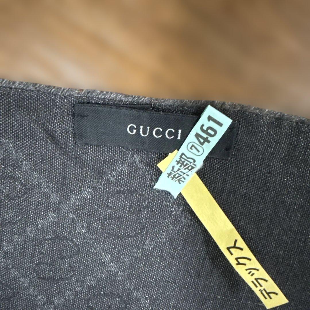 GUCCI ダークグレー ストール フリンジ付き