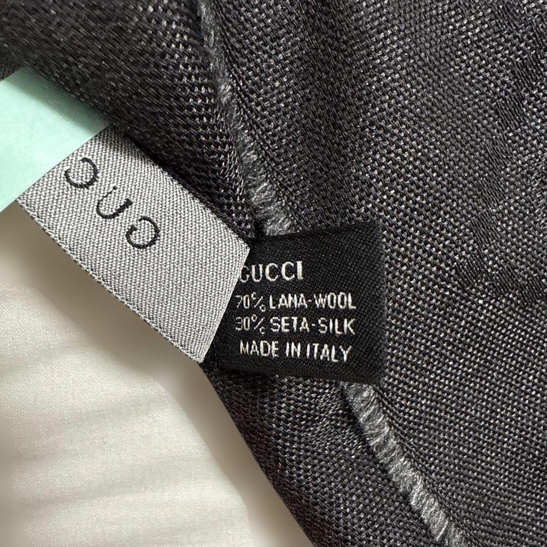 GUCCI ダークグレー ストール フリンジ付き