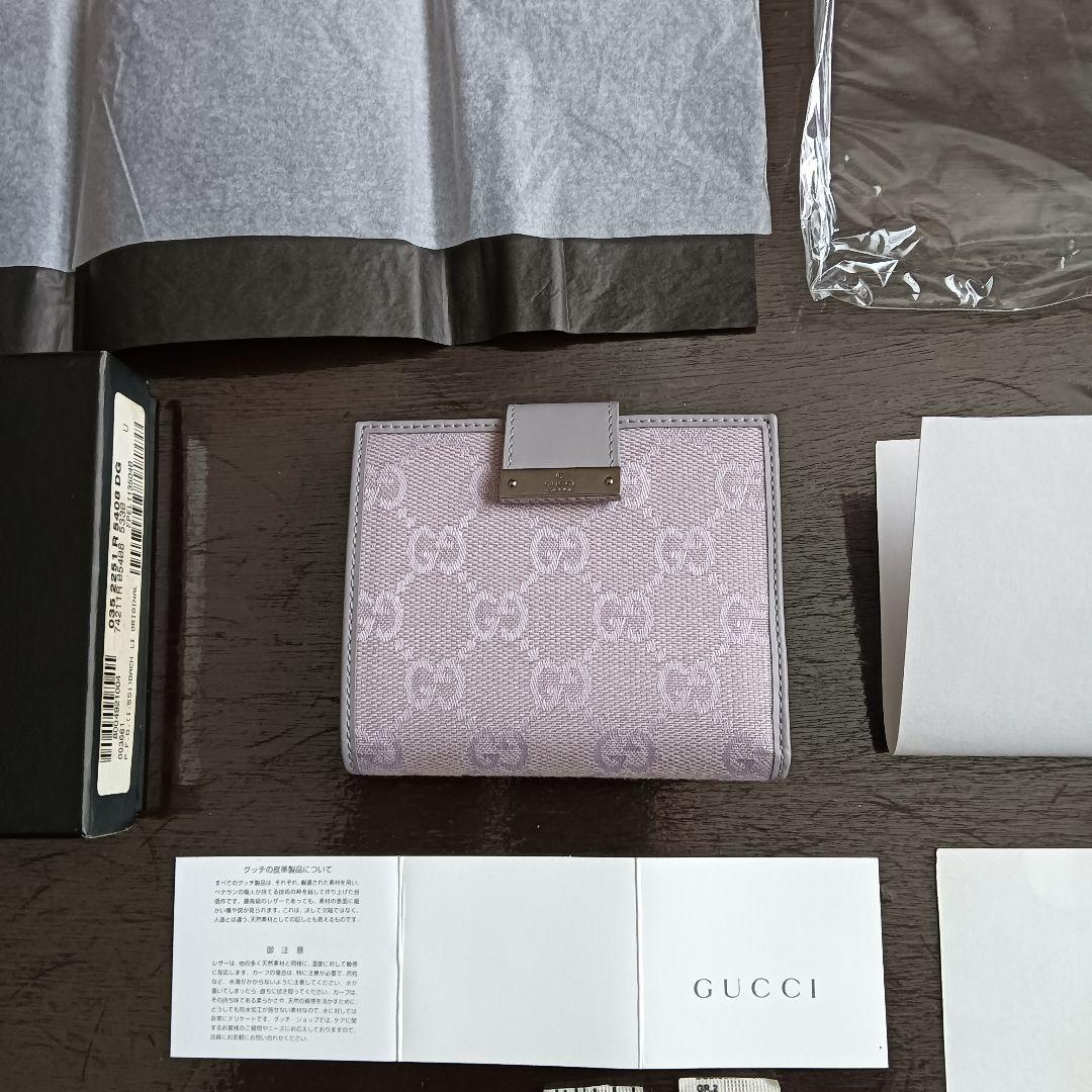 【未使用​/付属品完備】GUCCI グッチ 二つ折り財布 GGキャンバス ピンク