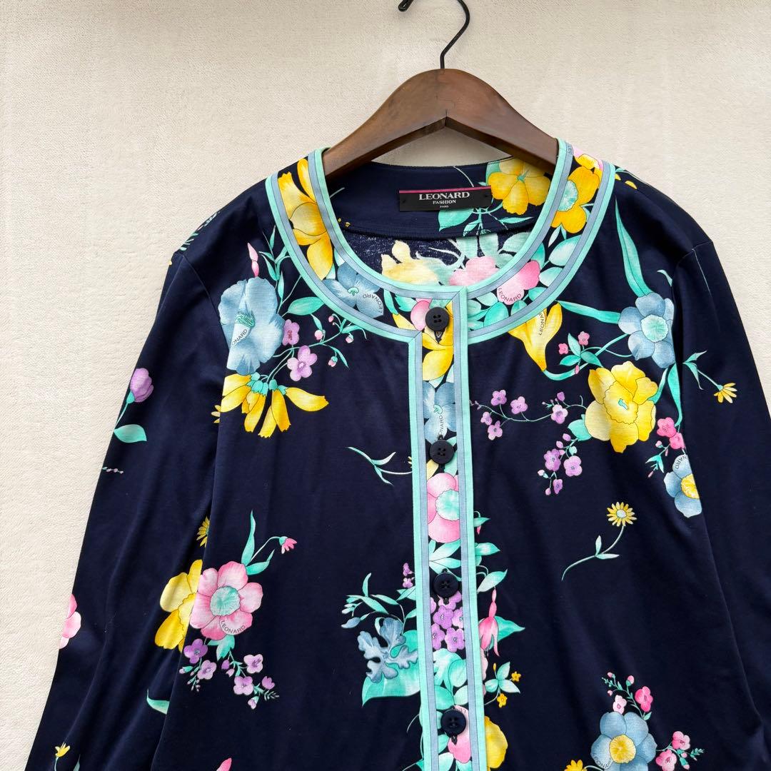 美品 LEONARD レオナール カーディガン 40 Lサイズ 春夏