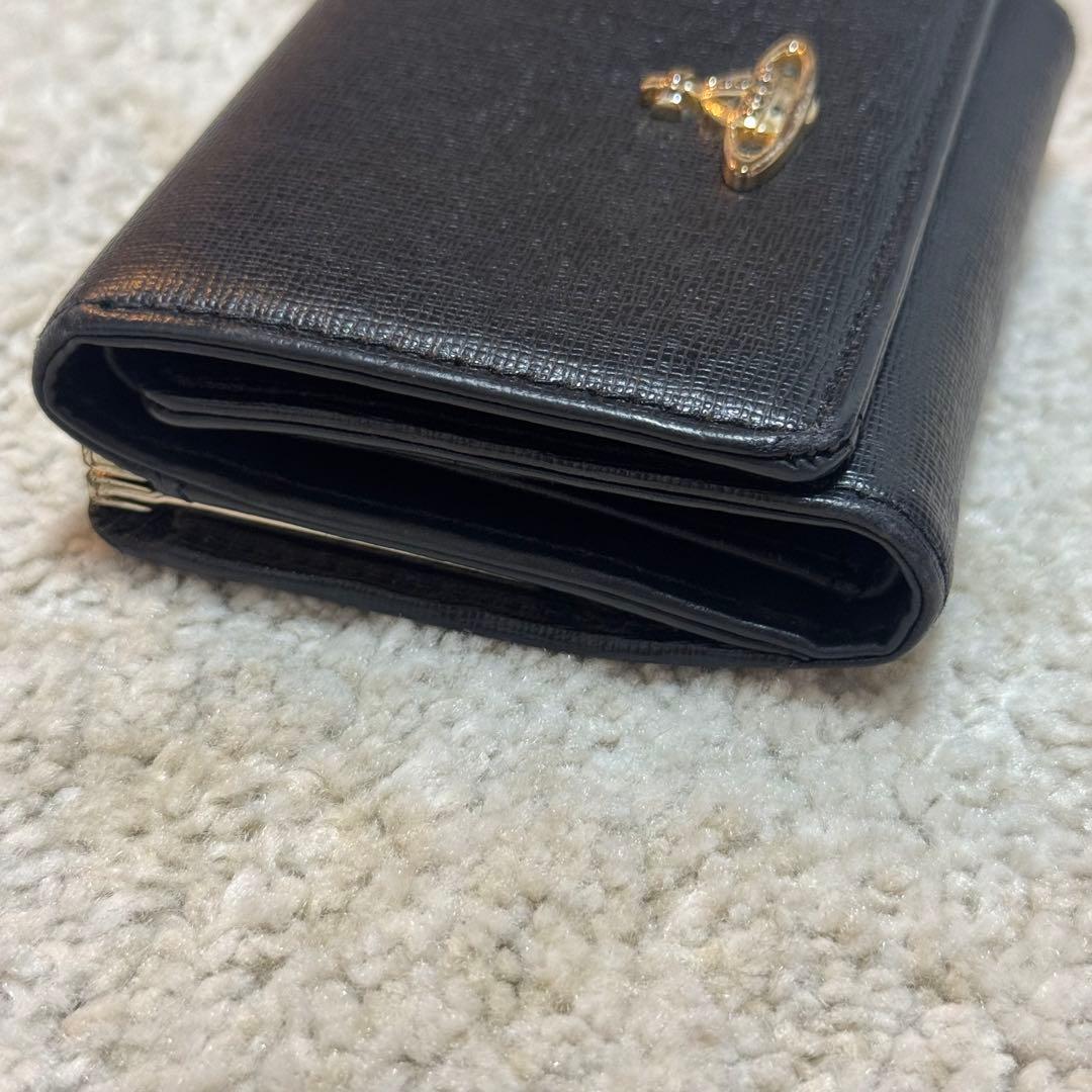 Vivienne Westwood 三つ折り財布 がま口 ブラック レザー