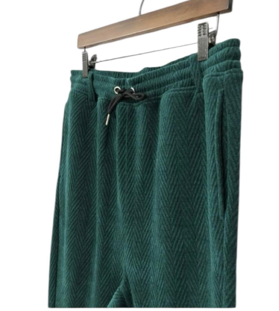 新品未使用　CAMBIO カンビオ【L】ヘリンボーン柄　サルエルパンツ グリーン