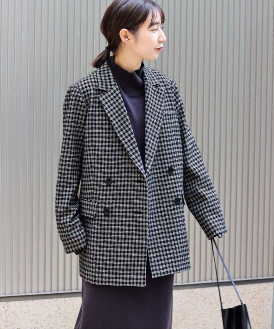 ジャーナルスタンダード シルク混 ツイードダブルジャケット チェック 極美品