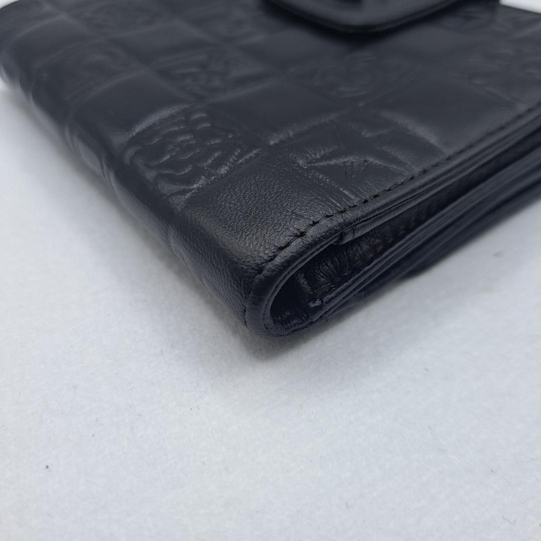CHANEL　アイコンライン　ブラック　三つ折り財布　財布