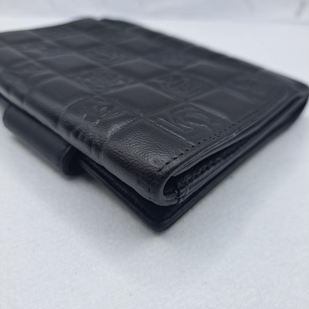 CHANEL　アイコンライン　ブラック　三つ折り財布　財布