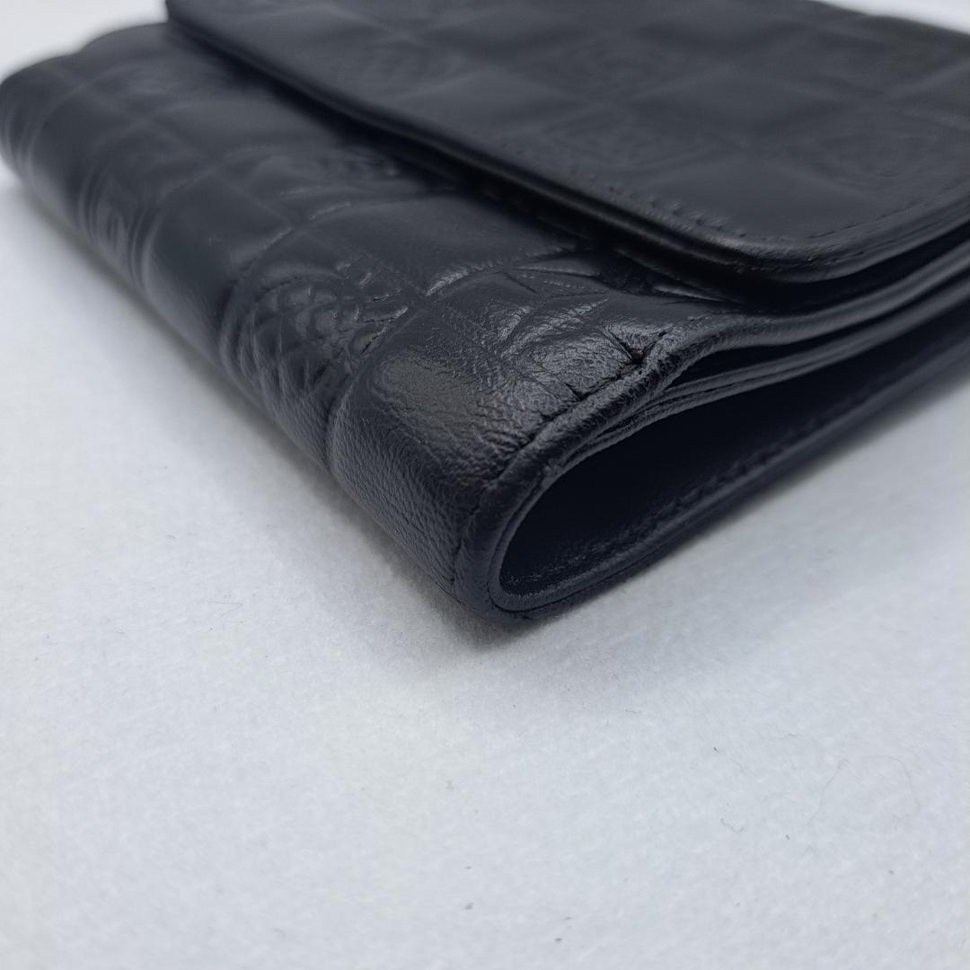 CHANEL　アイコンライン　ブラック　三つ折り財布　財布