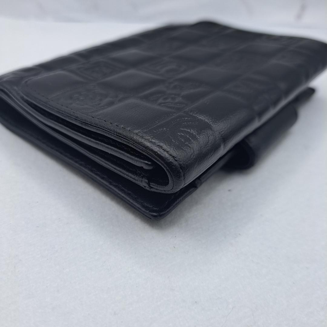 CHANEL　アイコンライン　ブラック　三つ折り財布　財布