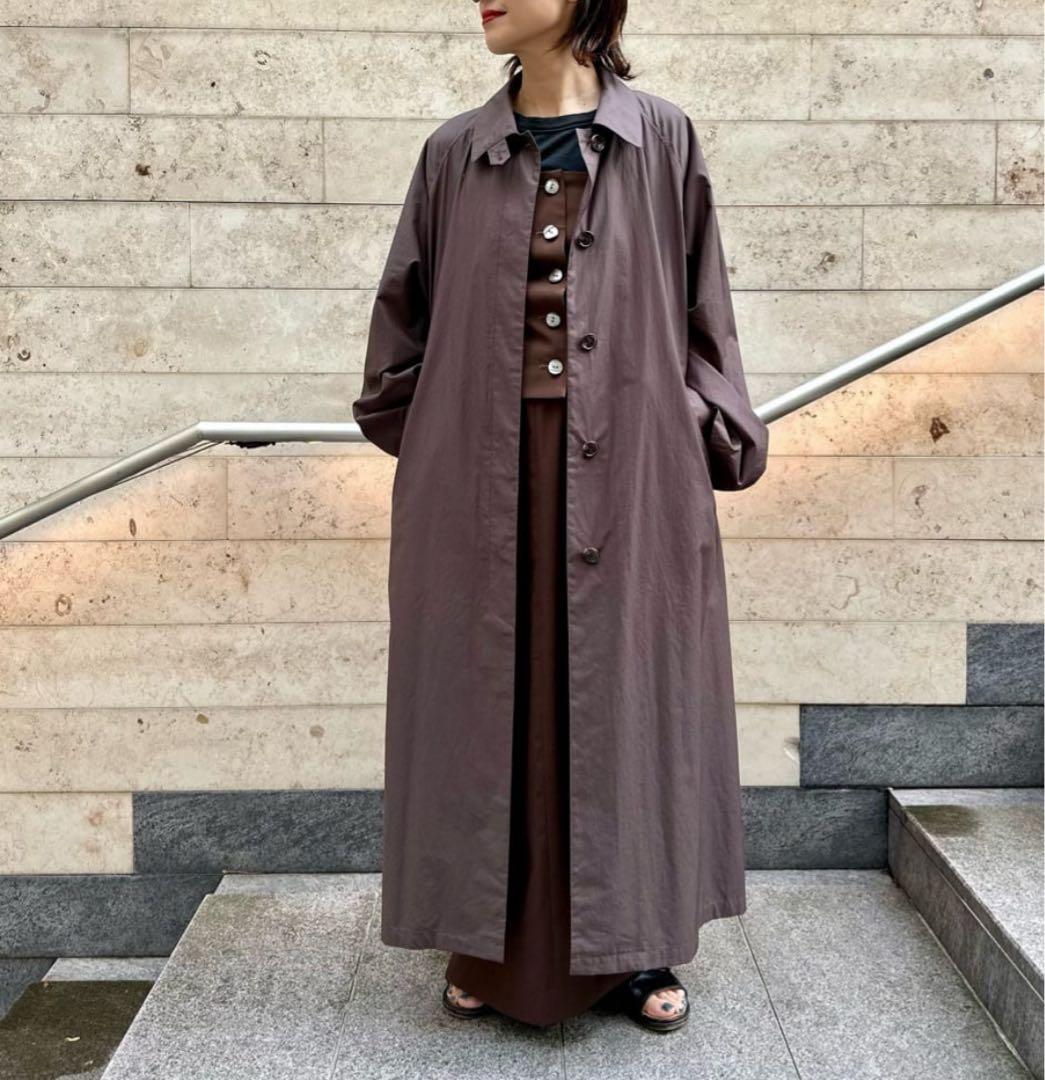 ＜6(ROKU)＞コットン ロング ベルト コート　ブラウン