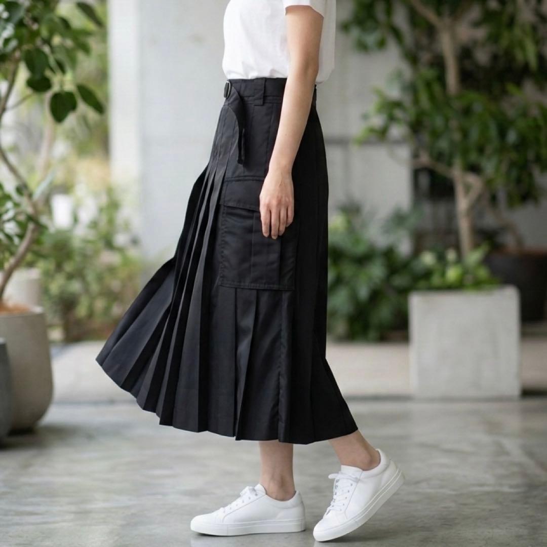 美品　 定価9万　sacai サカイ　ナイロンツイルスカート ロング　M 黒