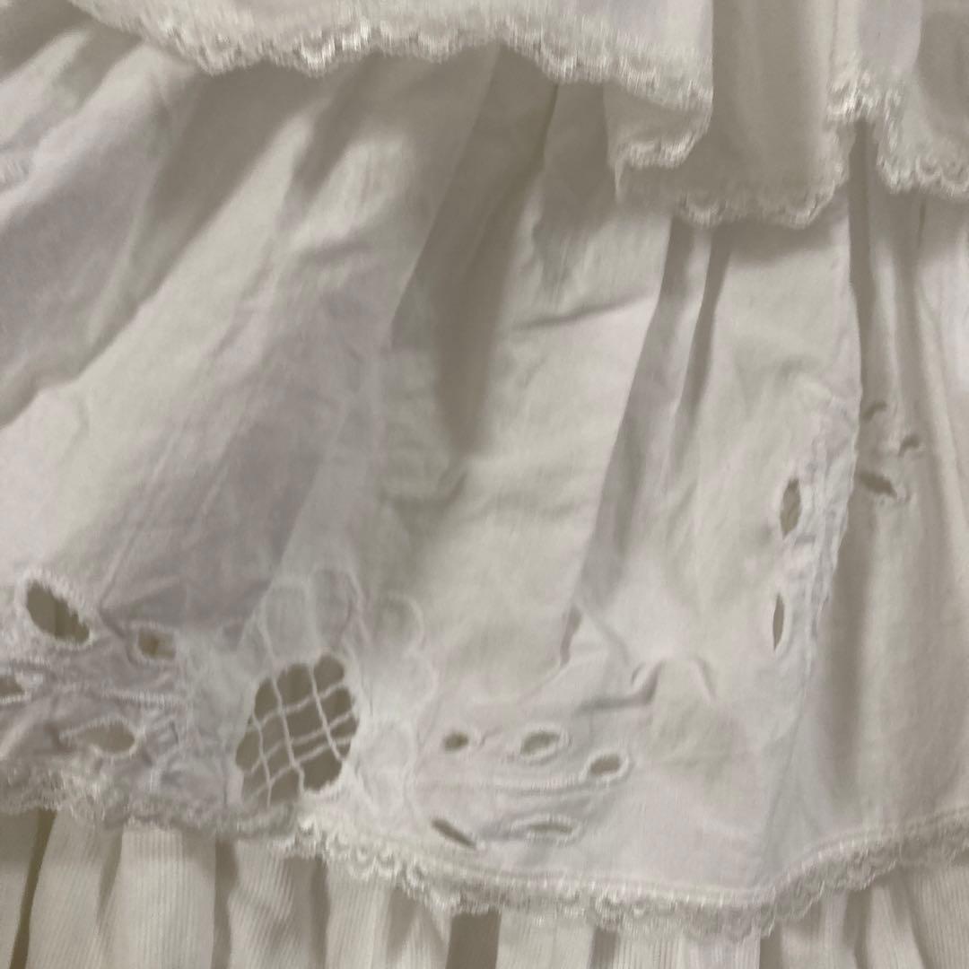 Rilliy vintageホワイト5段フリルスカート