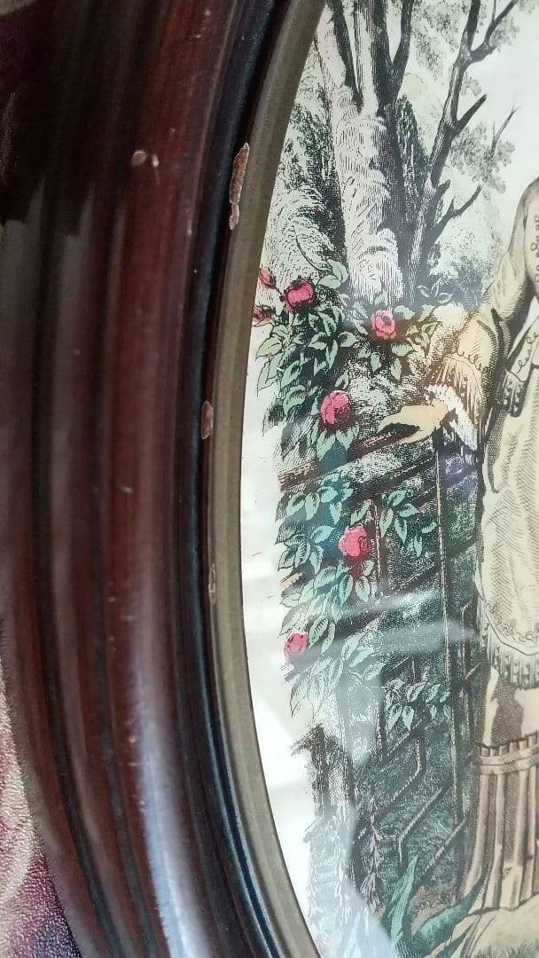 限定セット❀フランスアンティーク　ファッションプレート オーバル額　布花冠　他♪