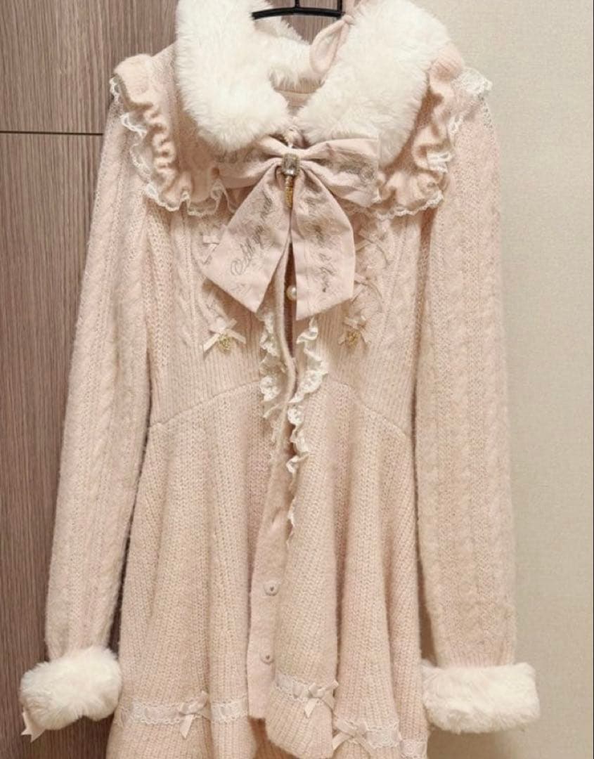 ♡lizlisa ファーカラーぺプラムカーディガン♡