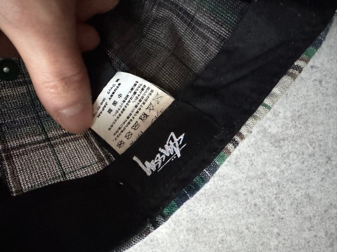 Stussy チェック柄キャップ グリーン系