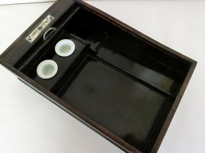 アンティーク★木製 ペンケース　硯箱　蛇腹式シャッター　TOKUSEWI
