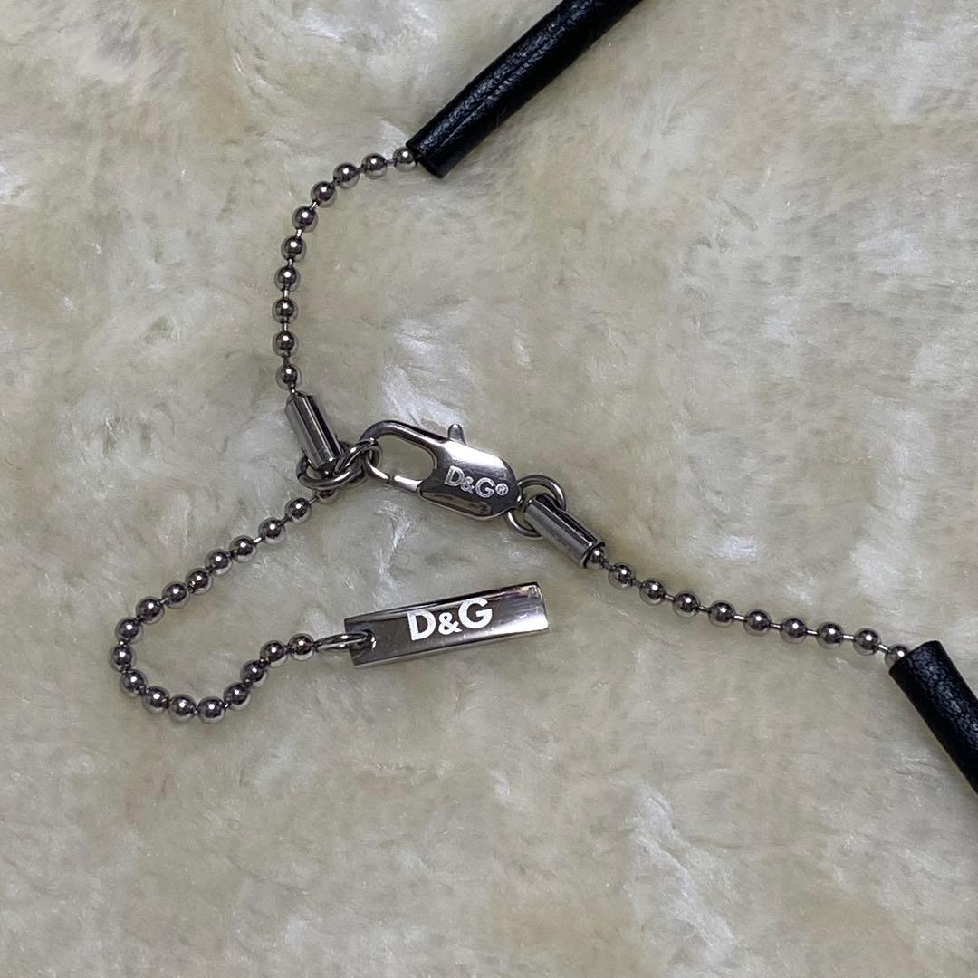 希少❗️新品同様✨付きD&Gドルガバ　ネックレス　黒シルバーレザー　ボールチェーン