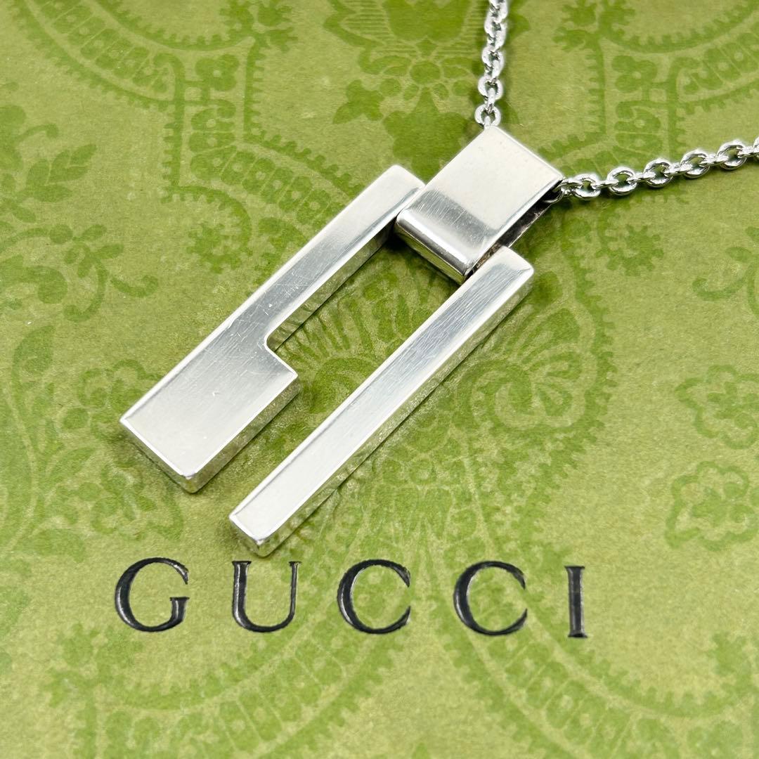 美品✨　グッチ　GUCCI ネックレス　Gモチーフ シルバー スクエア 925