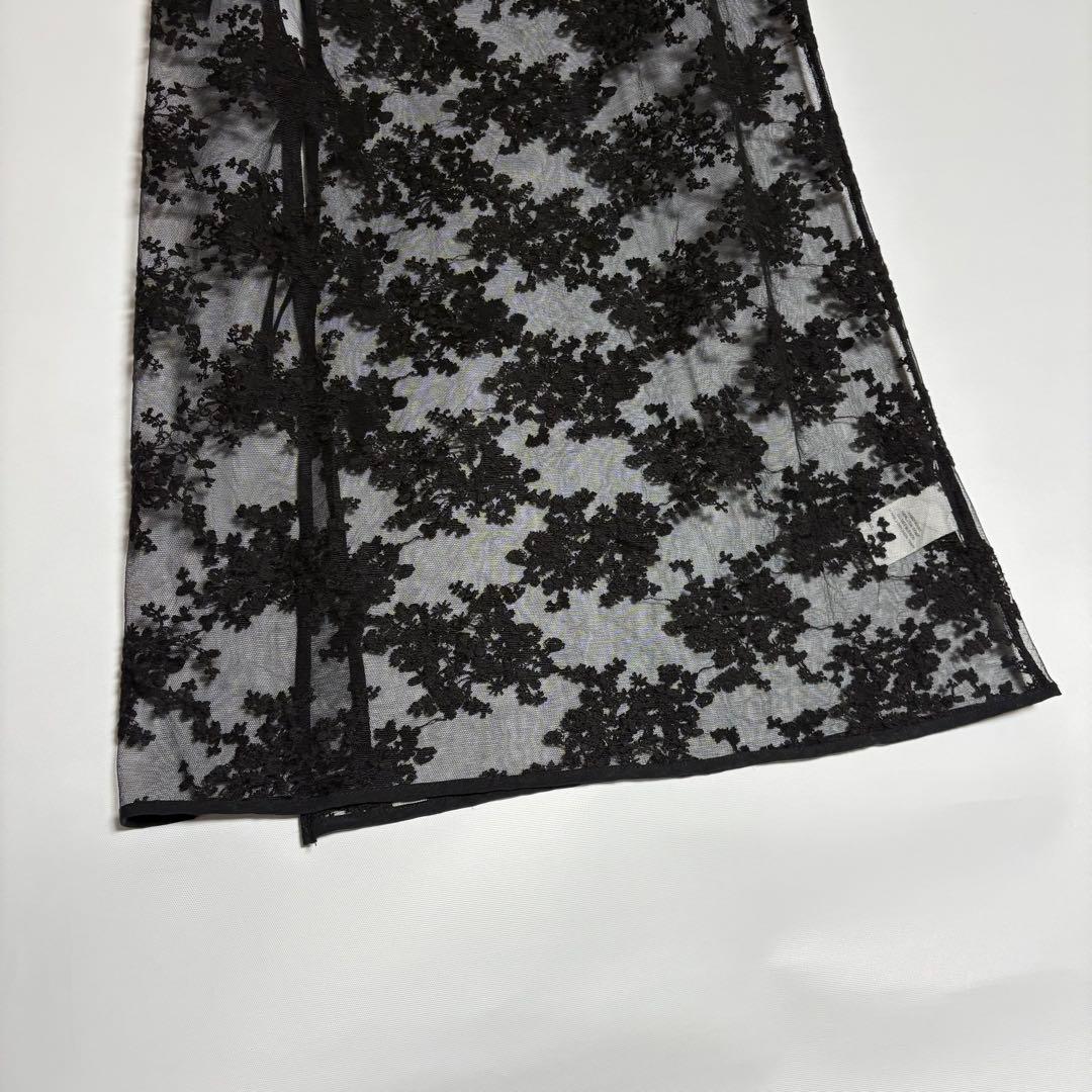 美品✨ STUDIO DOE フラワーレース ラップスカート ブラック 黒 S