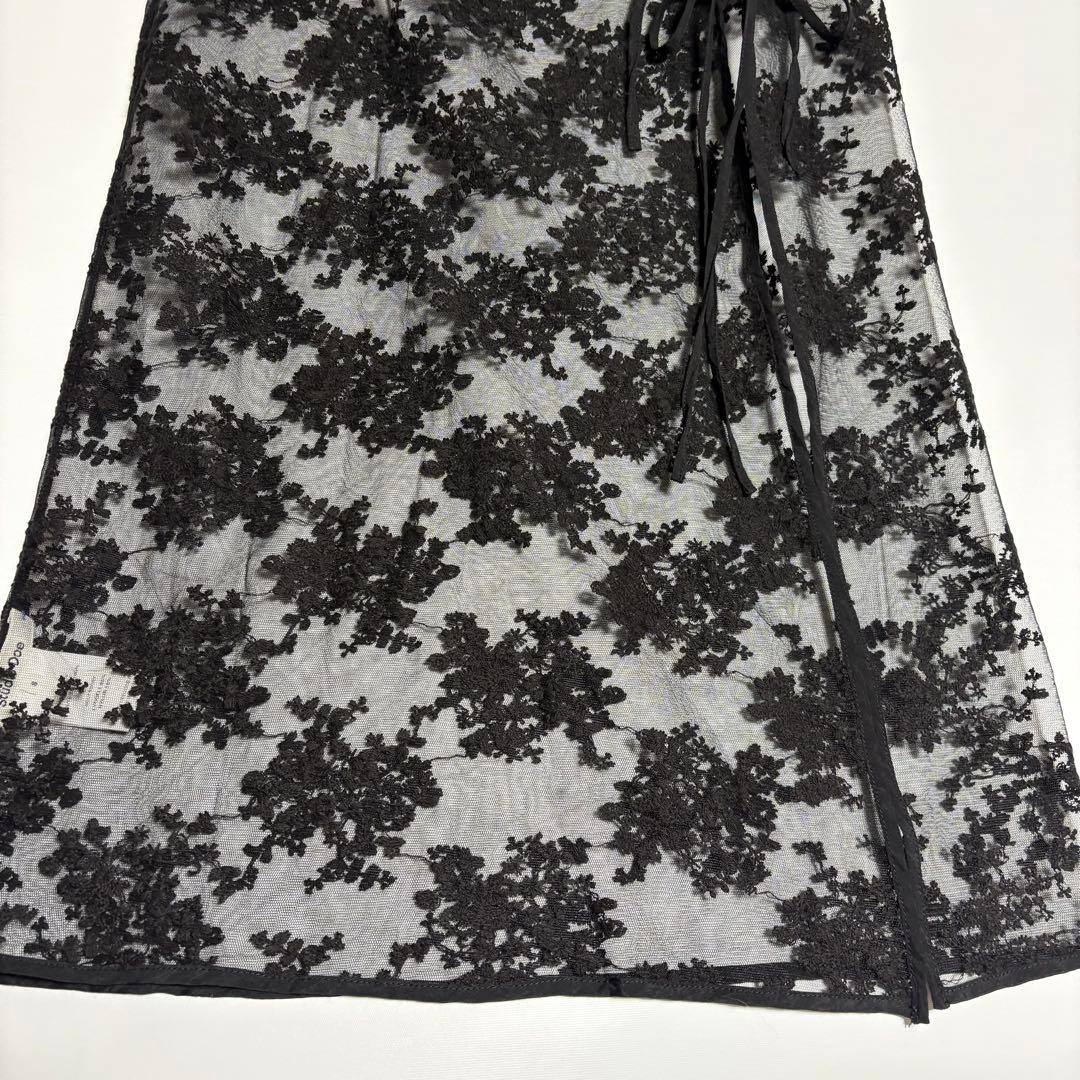 美品✨ STUDIO DOE フラワーレース ラップスカート ブラック 黒 S