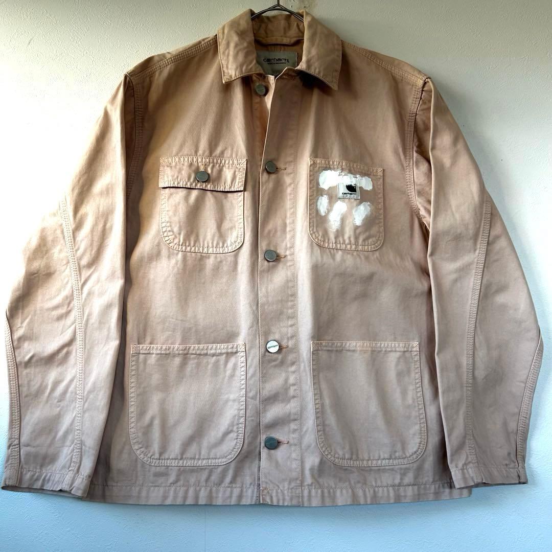 【匿名配送】カーハート 薄ピンクW ミシガンコート カバーオール ペンキ 綿
