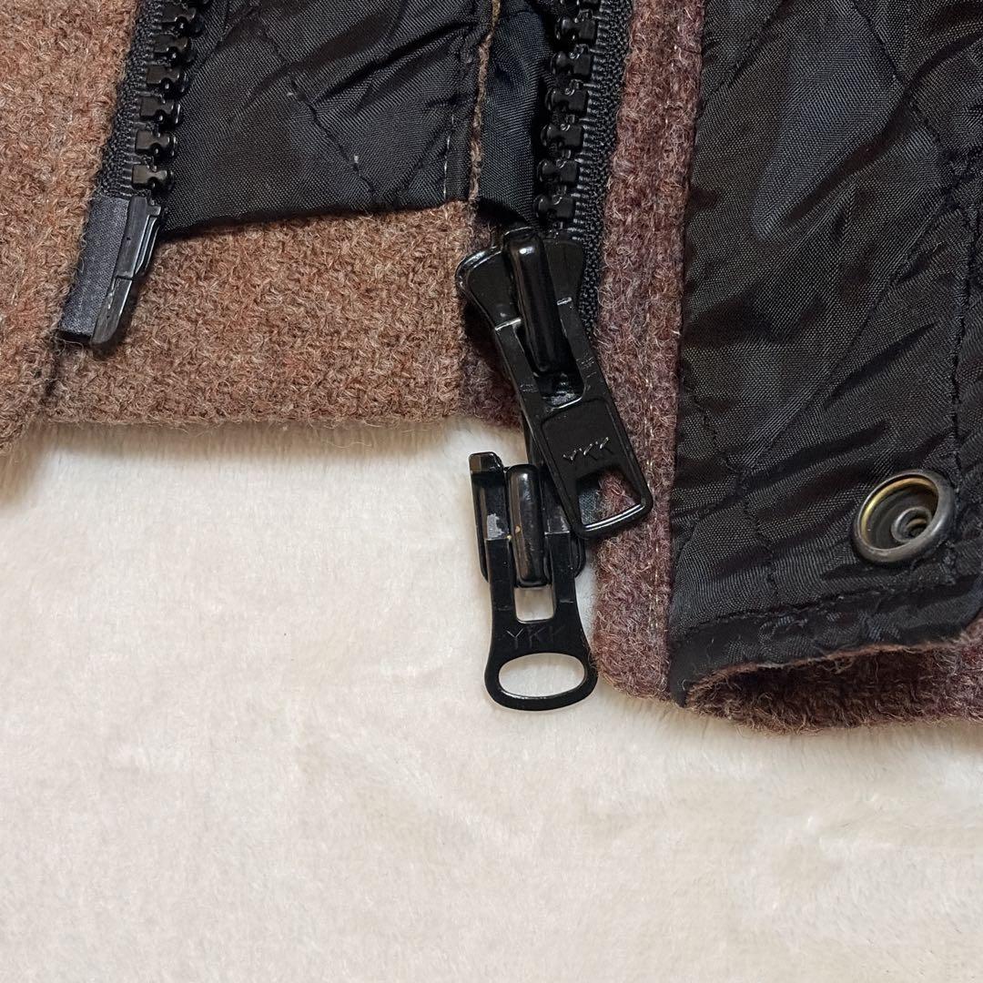 ハリスツイード パッチワーク ダッフル ダブルジップ キルティング