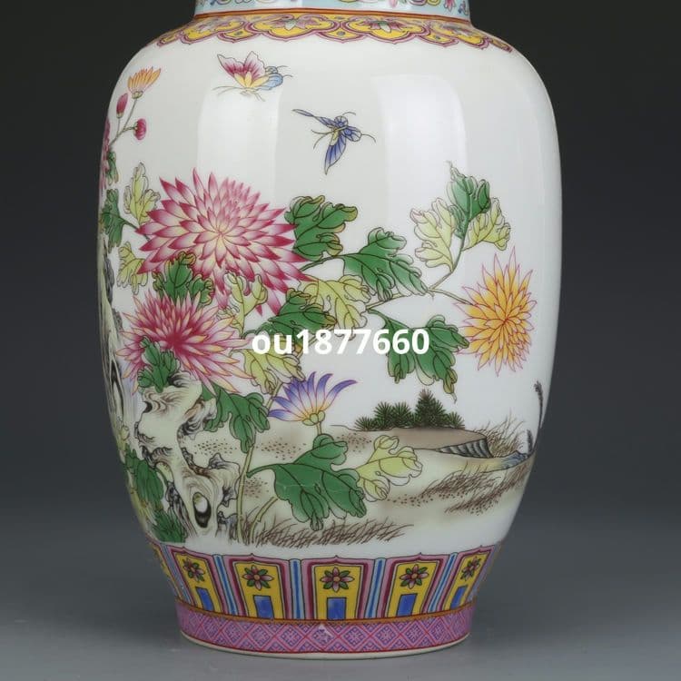 清乾隆琺瑯彩菊花蓋缶 茶壺 景徳鎮 陶磁器 装飾品 現代工芸品 美術品 置物