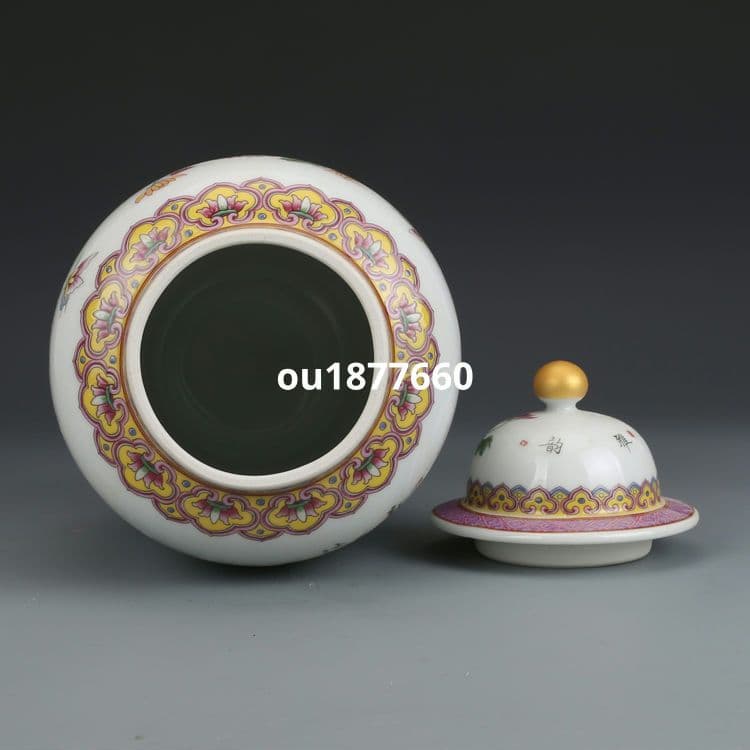 清乾隆琺瑯彩菊花蓋缶 茶壺 景徳鎮 陶磁器 装飾品 現代工芸品 美術品 置物