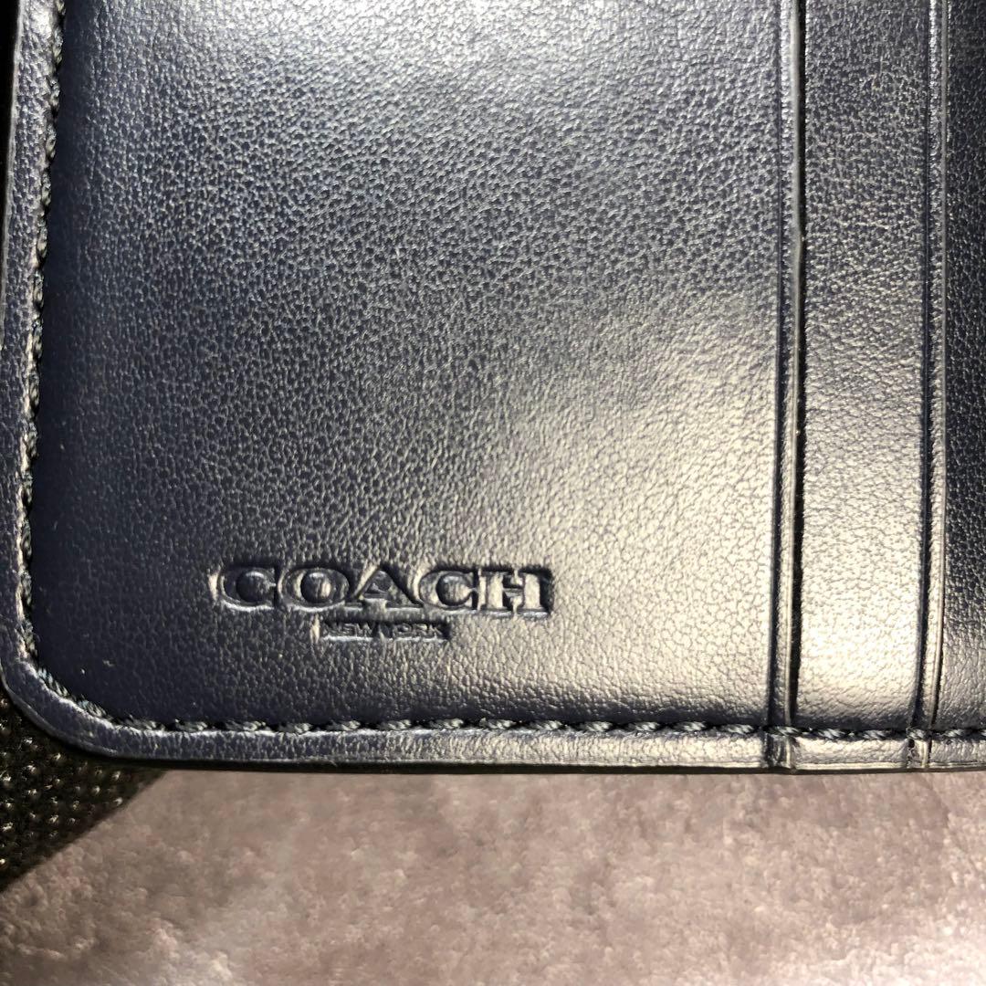 COACH コーチ マイクロウォレット PVC 折り財布 シグネチャー ブラック