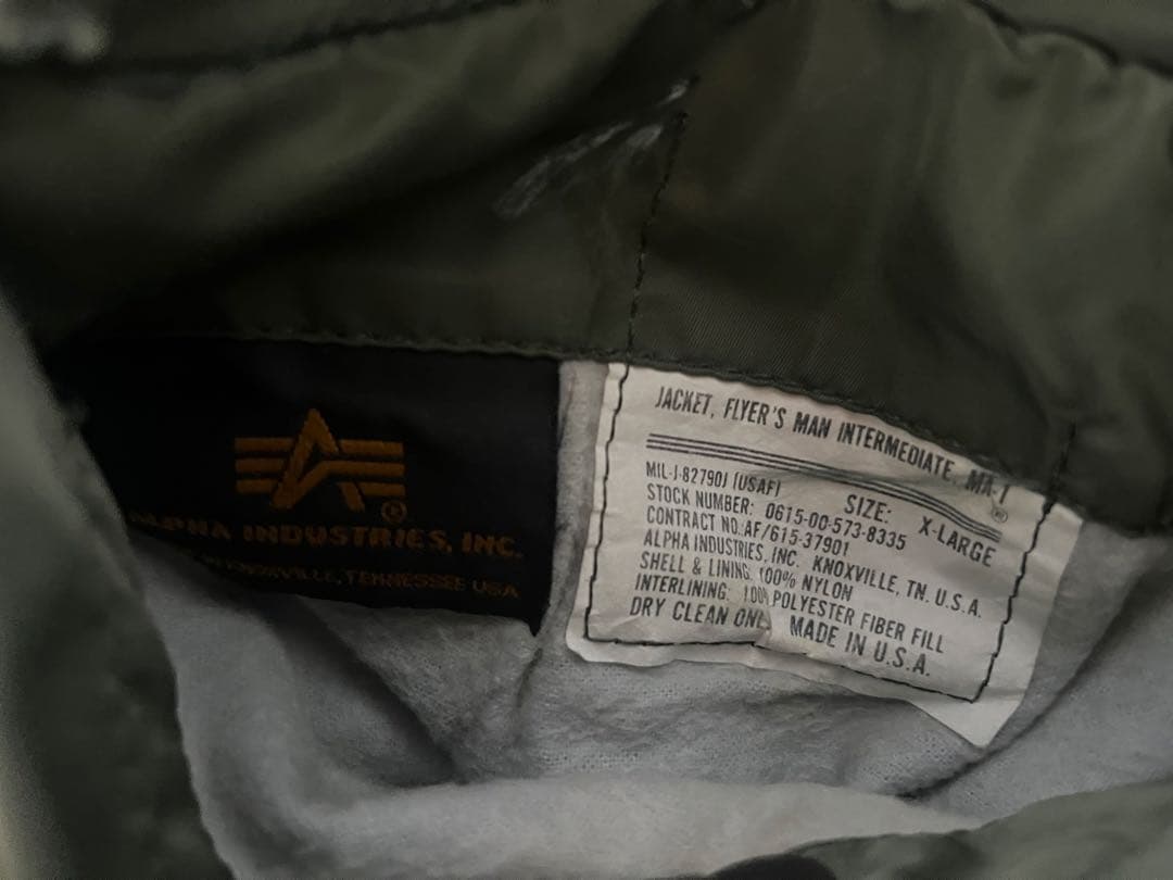 ALPHA INDUSTRIES MA-1 USA製 90s オリーブ XL