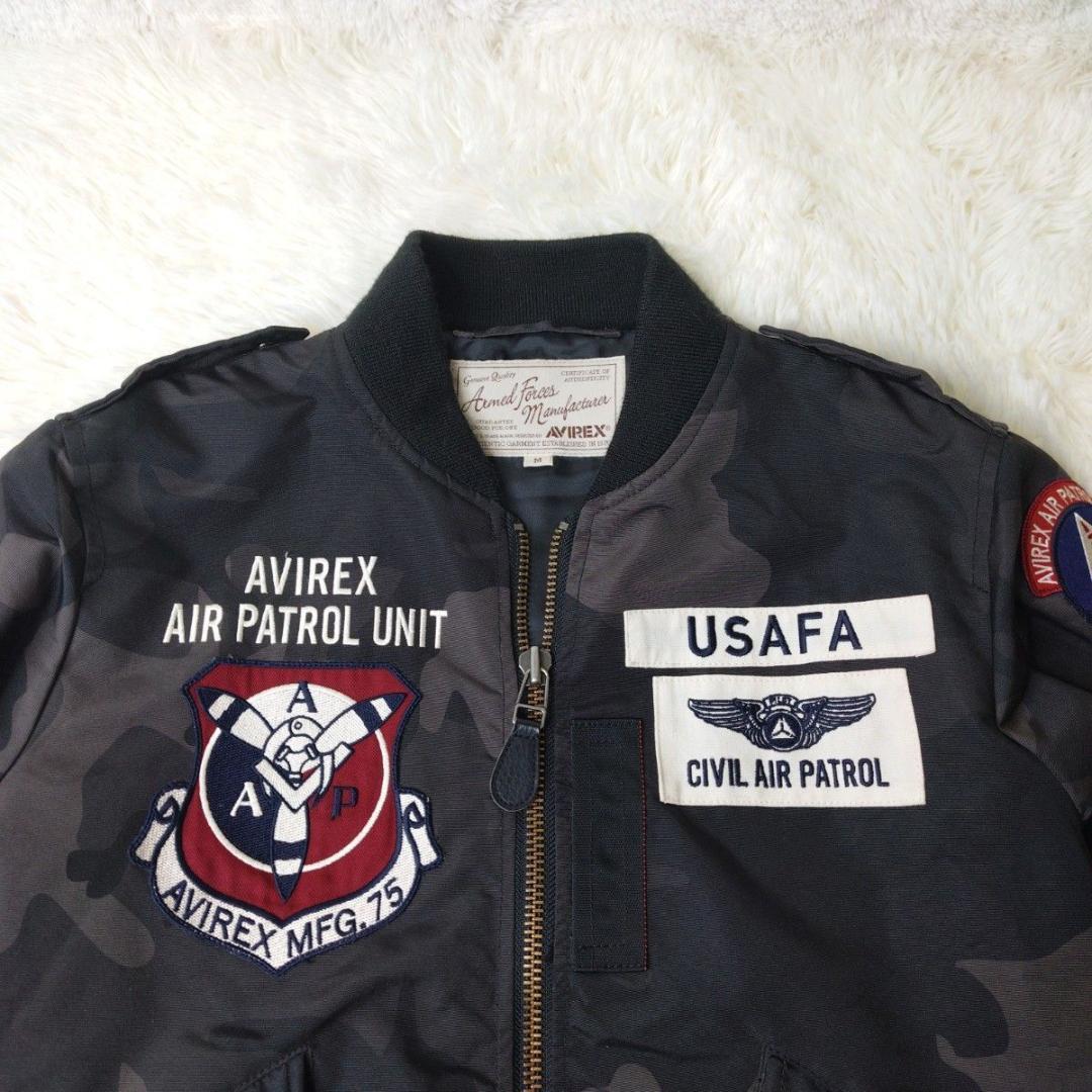【美品】 AVIREX L-2 フライトジャケット カモフラ ワッペン 短丈